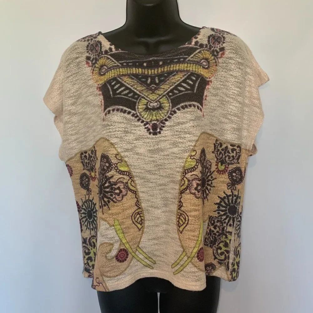 Ginger G BOHO Light Knit Short Sleeve Sweater